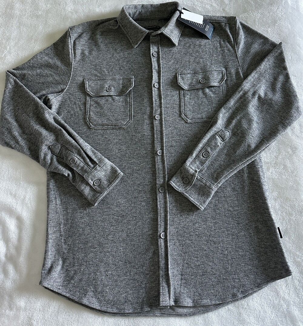 NWT - Kenneth Cole New York Mens Techni-Cole Knit Shirt - Black Heather (Grey)